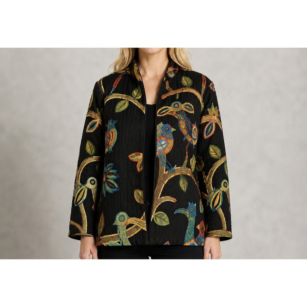 Painted Pony Wearable Art Tapestry Jacket Tropical Bird Parrot Toucan Boho Large